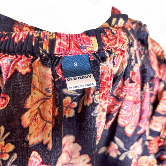 Old Navy Floral Print Tie-Back Short Sleeve Swing Top Small - Picture 7 of 8